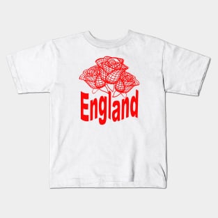 England Text With Stylized English Red Roses Kids T-Shirt